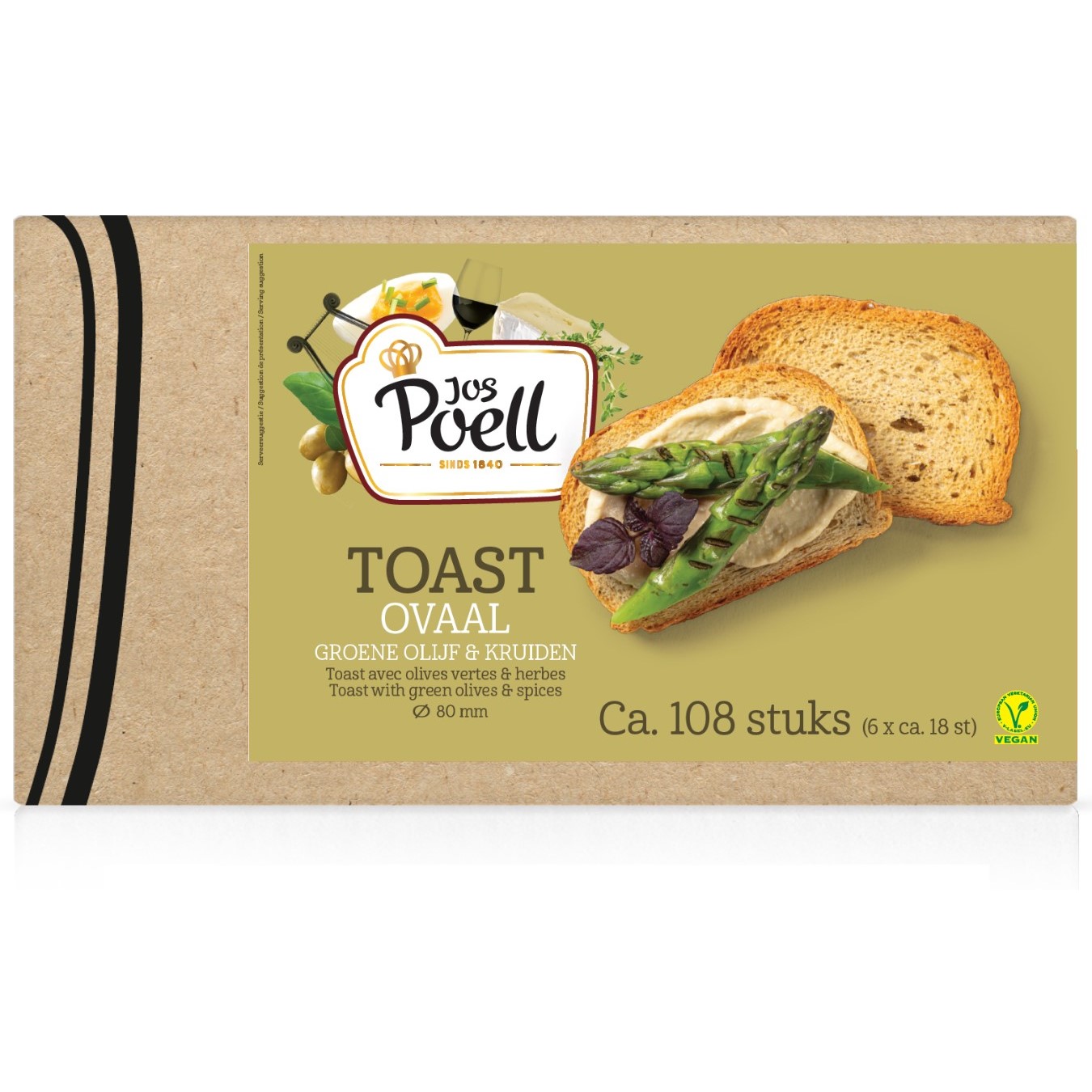Toast – Horeca Toast ovaal groene olijf & kruiden 108 stuks Toast – Horeca Toast ovaal groene olijf & kruiden 108 stuks