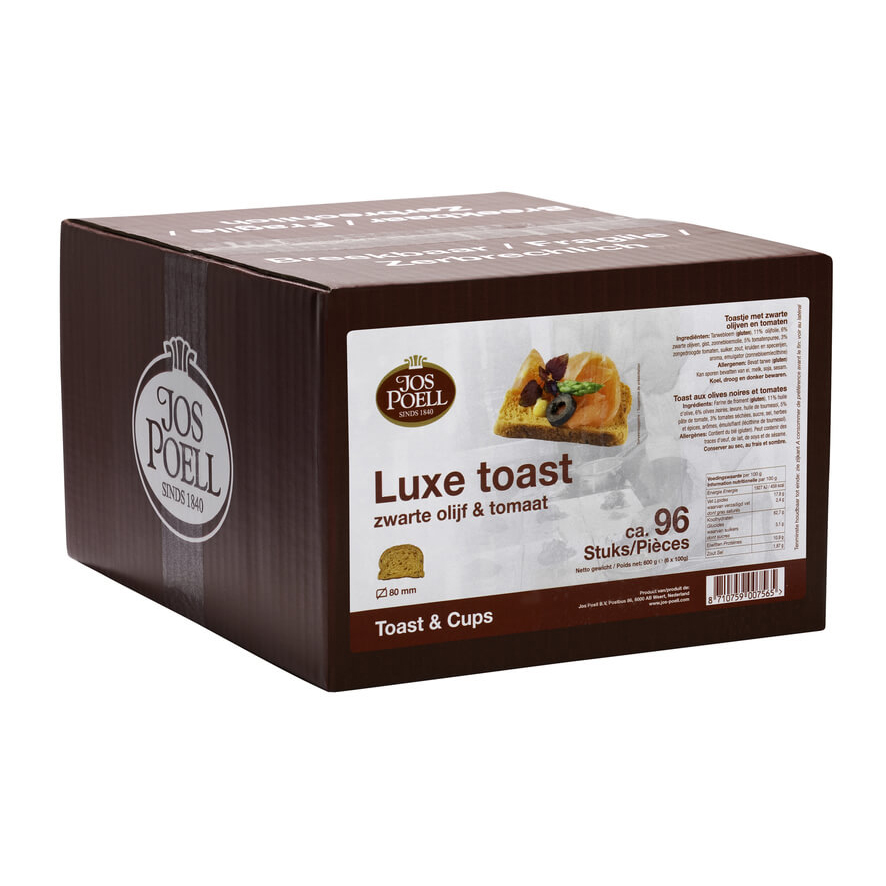 Luxe toast ovaal met zwarte olijf & tomaat Luxe toast ovaal met zwarte olijf & tomaat